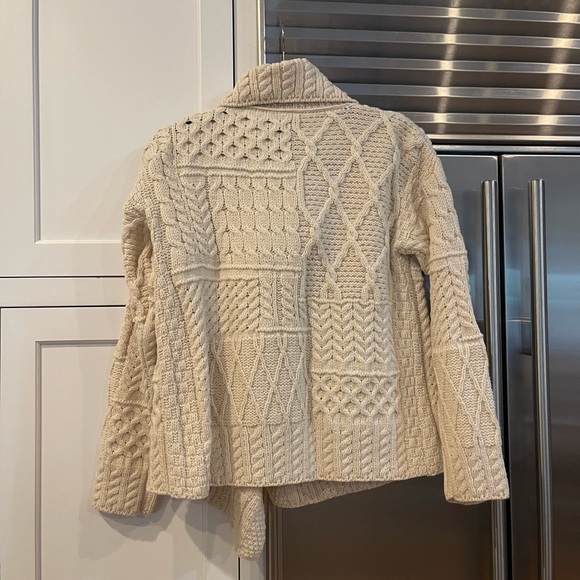 Irish Wool Asymmetrical Knit Cream Sweater Size M - Picture 12 of 15